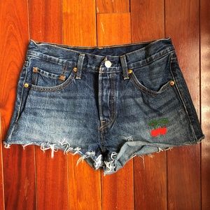 Embroidered cherry shorts
